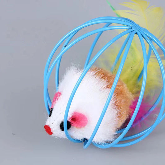 Gabbia mouse autessuale giocattolo per gatti peluche simulato colore mouse giocattoli stuzzicare i giocattoli della palla del gatto