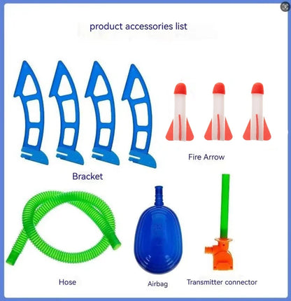 Kid Air Rocket Pompa a pedale Lanciatore Aria esterna pressata Stomp Soaring Rocket Giocattoli Gioco per bambini Set Salto Giochi sportivi Giocattolo per bambini