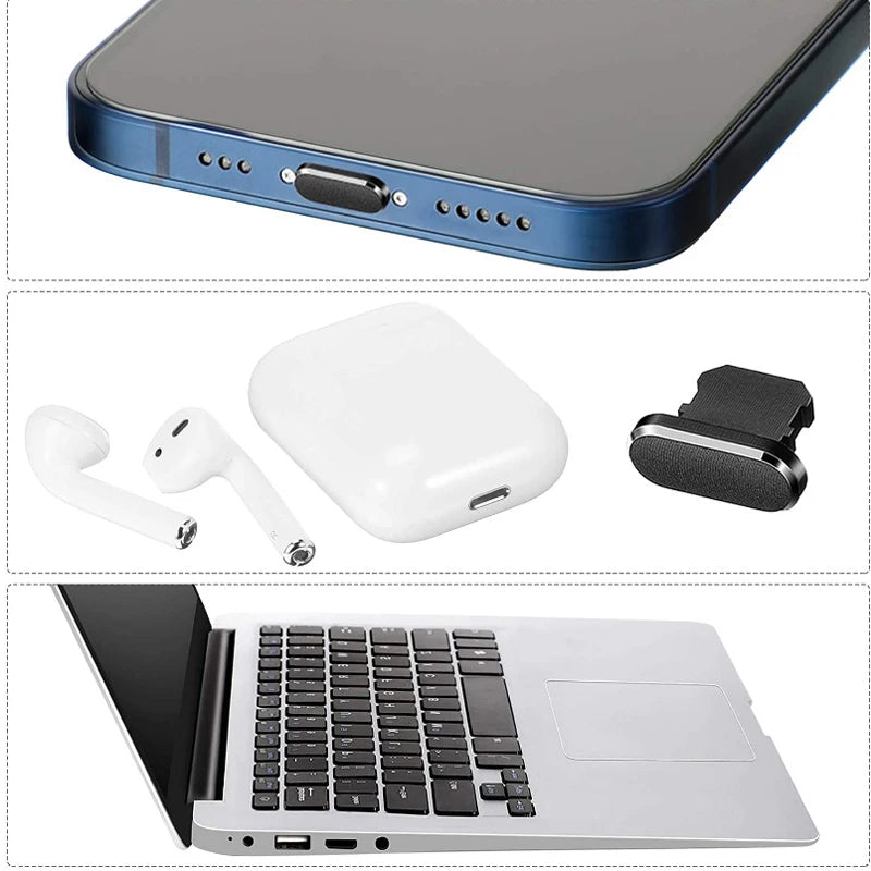 Spina antipolvere per porta di ricarica per telefono cellulare con kit spazzola per pulizia per IPhone 14 13 12 11 Pro Max AirPods iPad per polvere Lightning Port