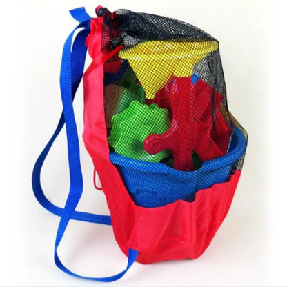 Borsa da spiaggia portatile Borsa da nuoto pieghevole in rete per bambini Borsa da spiaggia per giocattoli Borsa portaoggetti per cestino Borsa da nuoto per bambini all'aperto