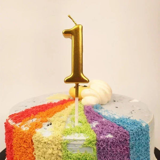 1 pz buon compleanno numero torta candele 0 1 2 3 4 5 6 7 8 9 Cake Topper oro nastro nero compleanno candela festa regalo casa Docer