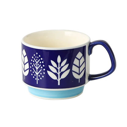 Set di tazze da caffè con fiori giapponesi da 300ml Set di bicchieri da cucina per feste in ceramica retrò con avena al latte per ufficio