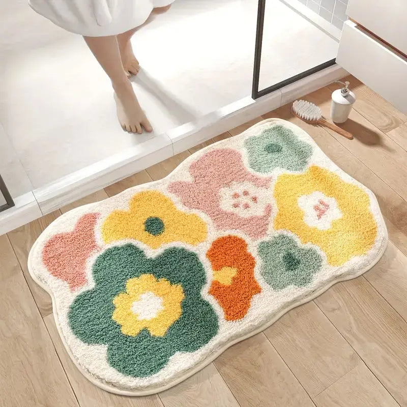 Tappeto da bagno con fiori carini da 1 pezzo 40 * 60 cm, tappetino da bagno lavabile in lavatrice, tappeto da bagno antiscivolo assorbente extra morbido
