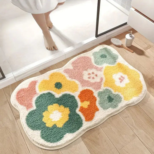 Tappeto da bagno con fiori carini da 1 pezzo 40 * 60 cm, tappetino da bagno lavabile in lavatrice, tappeto da bagno antiscivolo assorbente extra morbido