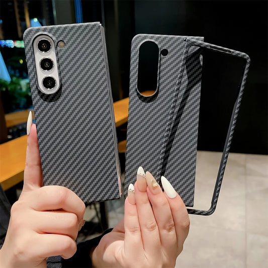 Custodia per telefono modello texture dimensione carbonio PC per Samsung Galaxy Z Fold 4 5 6 Cover posteriore protettiva in plastica antiurto