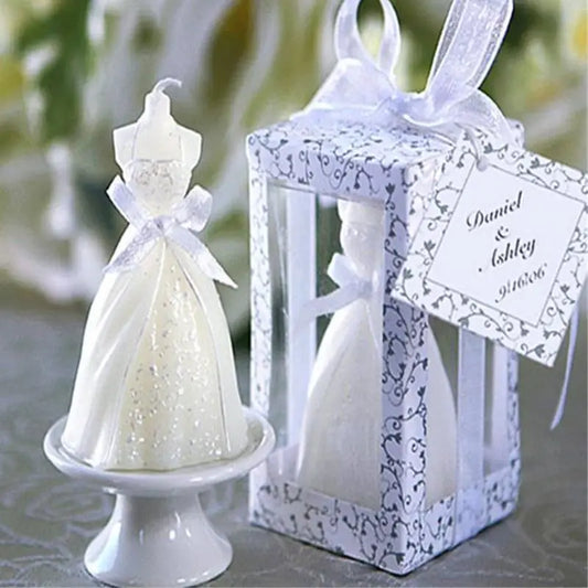 1 candela bianca con design a forma di abito da sposa, candele da sposa eleganti in scatola, regalo per decorazioni a sorpresa per feste di matrimonio di San Valentino