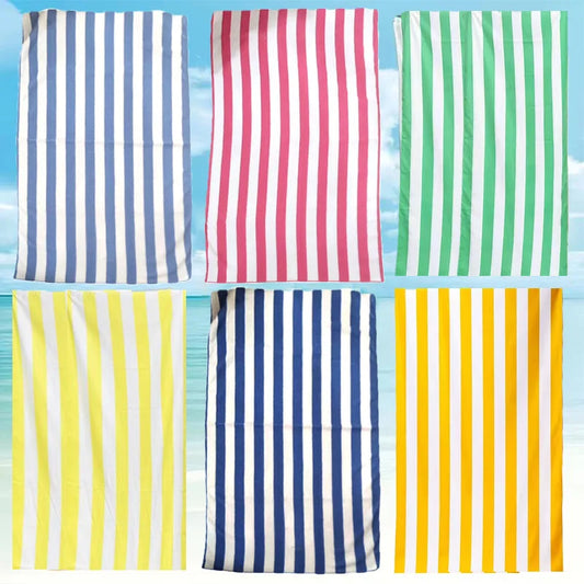 Asciugamano sportivo per adulti in microfibra a righe blu e bianche Asciugamano da spiaggia Asciugamano da bagno assorbente per vacanze al mare