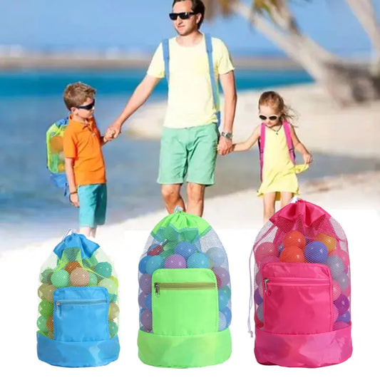 Borsa giocattolo da spiaggia pieghevole borsa portaoggetti da spiaggia borsa a rete borsa da viaggio Organizer per giocattoli articoli vari zaino portaoggetti con coulisse in rete