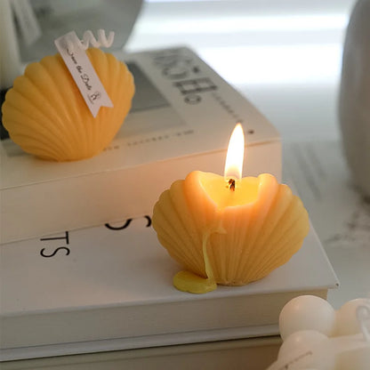 Candele aromatiche profumate a forma di conchiglia Candele di cera di soia naturale Candela per aromaterapia estetica Decorazione della casa Sfondo Puntelli
