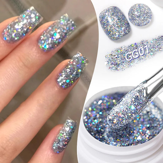 LILYCUTE 7ml Glitter Gel Smalto per unghie Brillante Paillettes Minerali Soak Off UV LED Gel per unghie Semi Permanente Manicure Unghie artistiche Forniture