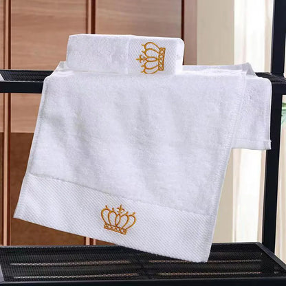 Asciugamano in cotone Super assorbente per adulti corona ricamata asciugamano da bagno per Hotel bianco asciugamano da spiaggia accessori per il bagno asciugamano per il viso