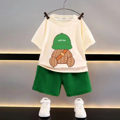 Vestiti per bambini Set casual per bambini estivi Cooler allentato Abito alla moda carino Neonati Top + Pantaloncini Set da due pezzi