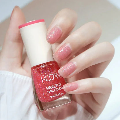 Smalto per unghie senza lampada da forno bianco Fine Glitter Non-Baking Non-peel trasparente lucido olio Base Coat smalto per unghie nudo