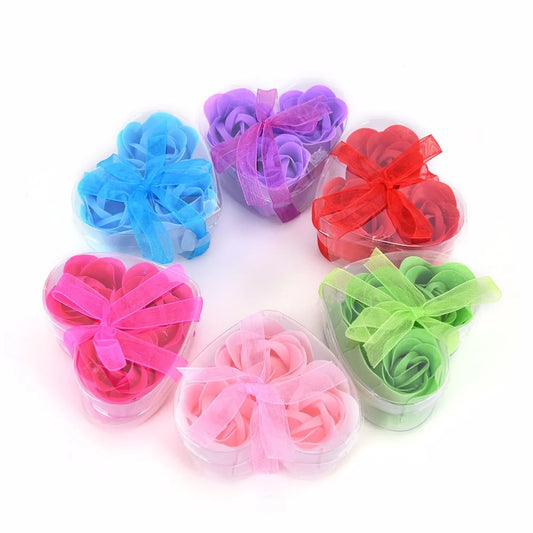 Sapone ai fiori sapone alla rosa 3 pezzi profumato fiore di rosa petalo bagno sapone per il corpo confezione regalo per feste di matrimonio decorazione per Festival di natale