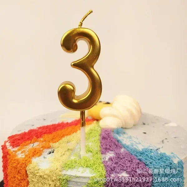1 pz buon compleanno numero torta candele 0 1 2 3 4 5 6 7 8 9 Cake Topper oro nastro nero compleanno candela festa regalo casa Docer