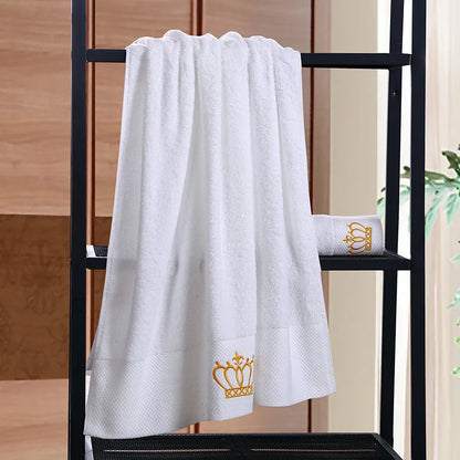 Asciugamano in cotone Super assorbente per adulti corona ricamata asciugamano da bagno per Hotel bianco asciugamano da spiaggia accessori per il bagno asciugamano per il viso