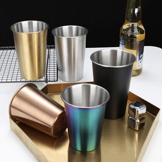 350/500ml Tazze in acciaio inossidabile Ufficio domestico Bar Cucina Bevande Bicchiere da caffè Tè Bere Boccale di birra Tazza di bevande in metallo
