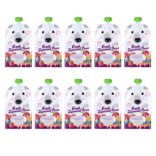 10 sacchetti riutilizzabili per alimenti da 200 ml, riutilizzabili, portatili, da spremere, per alimenti per bambini, per purea di frutta