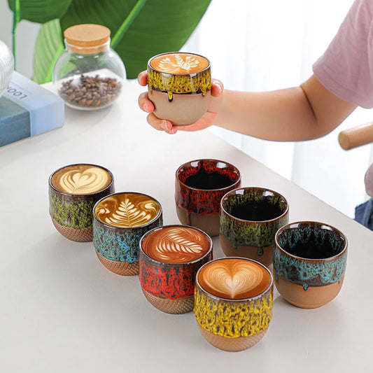 Tazza creativa retrò in argilla grossolana Tazza da caffè con trasmutazione del forno in ceramica retrò da 150 ml