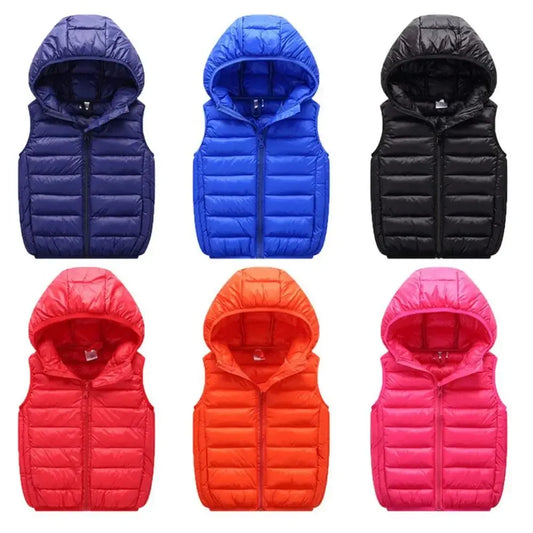 Gilet solido autunnale Capispalla per bambini Cappotti invernali Abbigliamento per bambini Gilet caldo con cappuccio per ragazzi e ragazze di età compresa tra 2 e 12 anni