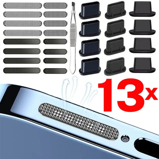 13-1PCS Universale Maglia Metallica Antipolvere Adesivo Netto Adesivo Del Telefono Per IPhone 16 15 Pro Max 16 Plus Foro Dell'altoparlante Anti-Polvere