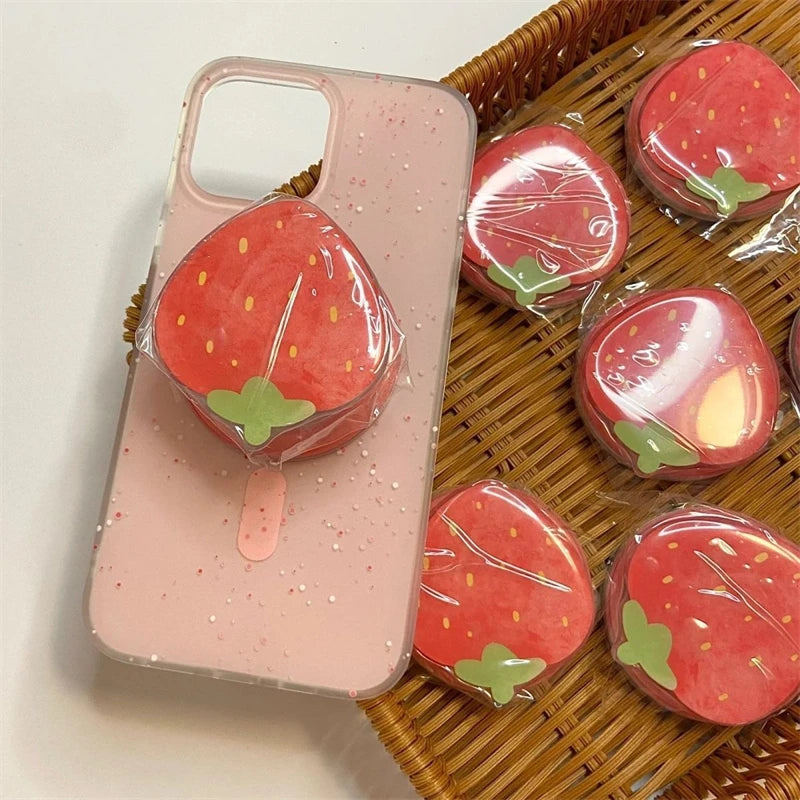 Supporto magnetico coreano carino fragola rossa impugnatura Tok Griptok supporto per telefono supporto per iPhone 15 per Pad Magsafe Smart Tok