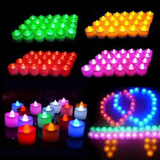 Candele LED colorate a batteria Tealight senza fiamma Candele finte Lampada Matrimonio Compleanno Festa Luci decorative per la casa