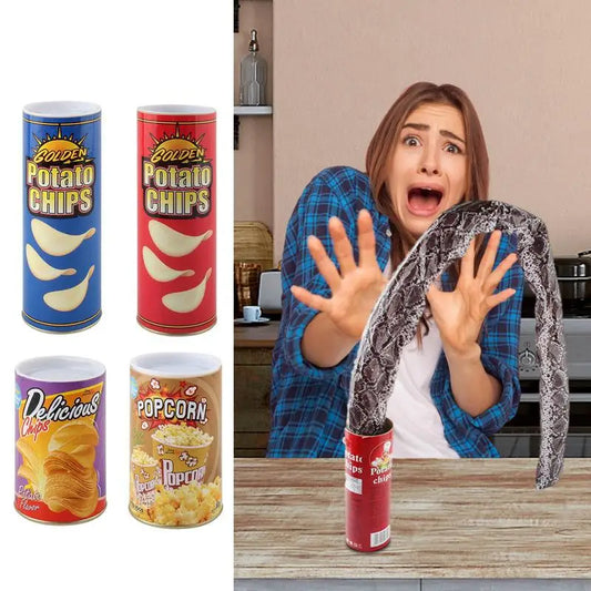 Divertente patatine fritte può saltare il serpente primaverile giocattolo regalo Pesce d'aprile Decorazione festa di Halloween Scherzi Scherzo Trucco Scherzo divertente Giocattoli