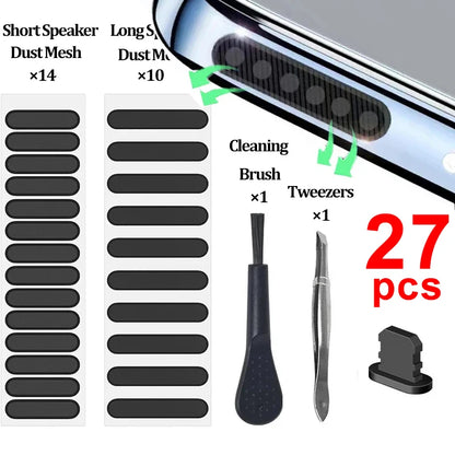 1/27PCS Universale Del Telefono Mobile Altoparlante Antipolvere Netto Adesivo Porta di Ricarica In Metallo Dustplug Per iPhone Samsung Xiaomi IOS Tipo C