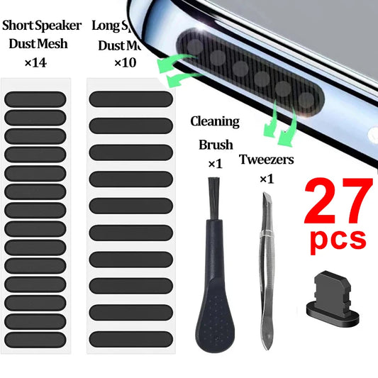 1/27PCS Universale Del Telefono Mobile Altoparlante Antipolvere Netto Adesivo Porta di Ricarica In Metallo Dustplug Per iPhone Samsung Xiaomi IOS Tipo C