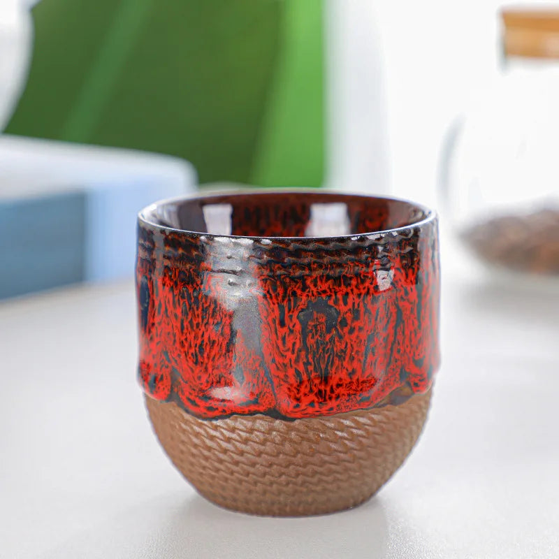 Tazza creativa retrò in argilla grossolana Tazza da caffè con trasmutazione del forno in ceramica retrò da 150 ml