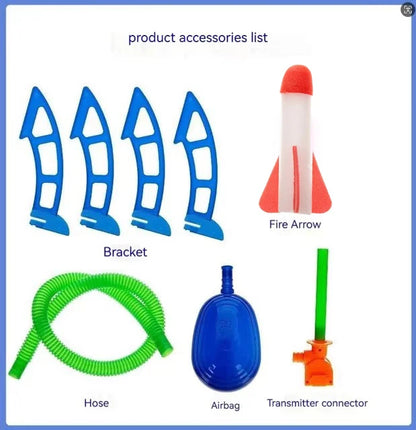 Kid Air Rocket Pompa a pedale Lanciatore Aria esterna pressata Stomp Soaring Rocket Giocattoli Gioco per bambini Set Salto Giochi sportivi Giocattolo per bambini