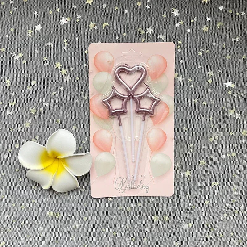 Star Heart Girl Bambini Compleanno Candela scintillante Decorazione torta romantica Nuove candele aromatiche decorative per la casa