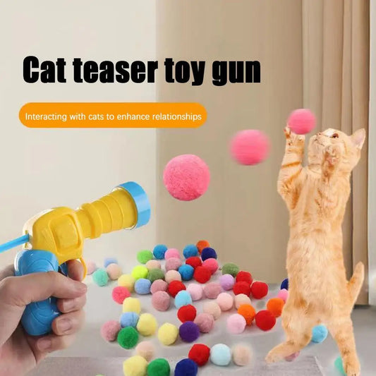 Giocattoli per gatti giocattolo interattivo per l'addestramento al lancio per animali domestici gattino creativo Mini giochi di pistola per tiro Stretch peluche giocattoli per animali domestici