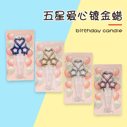 Star Heart Girl Bambini Compleanno Candela scintillante Decorazione torta romantica Nuove candele aromatiche decorative per la casa