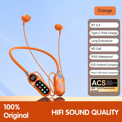 Auricolari 5.4 con archetto da collo wireless con schermo a colori da 8 GB con microfono magneticoSports Riduzione del rumore Cuffie sportive per streaming live