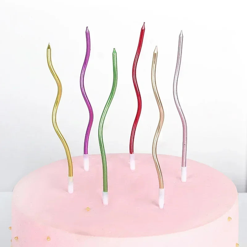 Candele per torta curve Compleanno Baby Shower Genere Rivela Cupcake Decorazione Candela Toppers Forniture decorative per feste di matrimonio