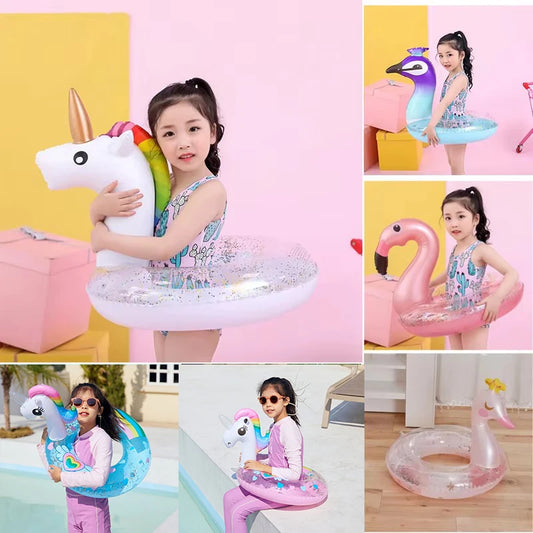 Rooxin Gonfiabile Flamingo Piscina Galleggiante Anello da Nuoto per Bambini Summer Beach Party Piscina Galleggiante Unicorno Nuoto Cerchio Accessori per Piscina