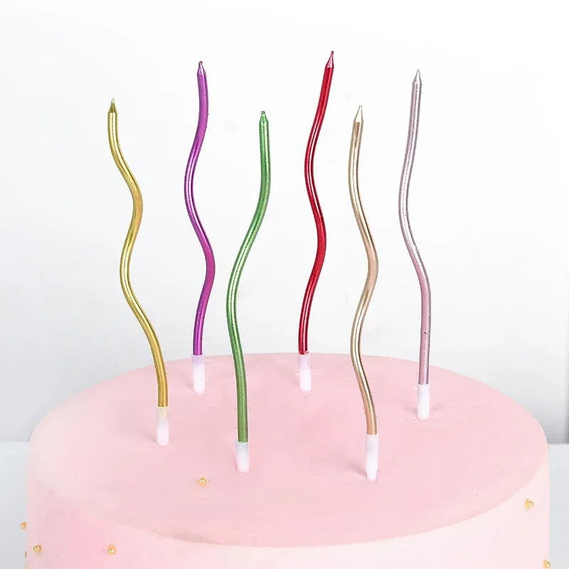 6Pcs candele per torte curve compleanno Baby Shower Gender Reveal Cupcake Decorating Candle Toppers forniture Decorative per feste di matrimonio