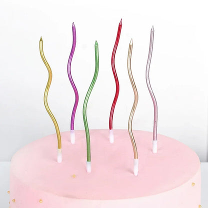 6Pcs candele per torte curve compleanno Baby Shower Gender Reveal Cupcake Decorating Candle Toppers forniture Decorative per feste di matrimonio